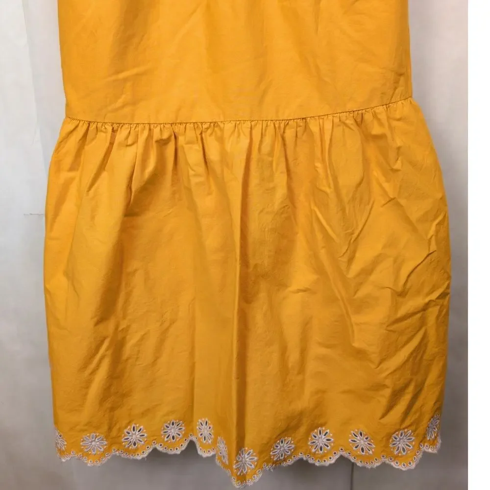 J.crew yellow tiered eyelet lace embroidered midi dress Sz 2 Boho Retro Cottage